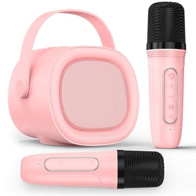 LENRUE Karaoke Machine for Kids, Portable Bluetooth Speaker with 2 Wireless Mic, Kids Birthday Gift, Karaoke Toys for 4, 5, 6, 7, 8, 9, 10, 12 +Year O