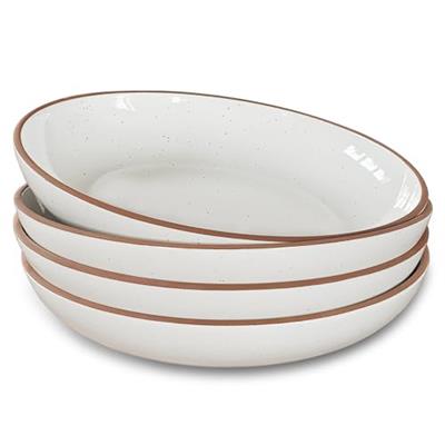 Mora Ceramic Large Pasta Bowls 30oz, Set of 4 - Serving, Salad, Dinner, etc Plate/Wide Bowl - Microwave, Oven, Dishwasher Safe Kitchen Dinnerware - Mo