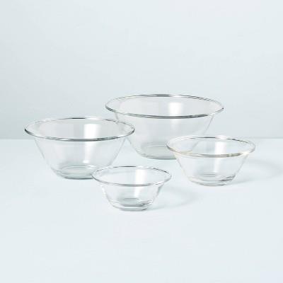 4pc Glass Mixing Bowl Set Clear - Hearth & Handâ„¢ With Magnolia : Target