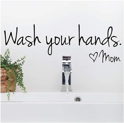 Amazon.com: Bestjybt Wash Your Hands Love Mom Quote Bathroom Wall Stickers Waterproof Art Decal Bathroom Wall Decor : Tools & Home Improvement