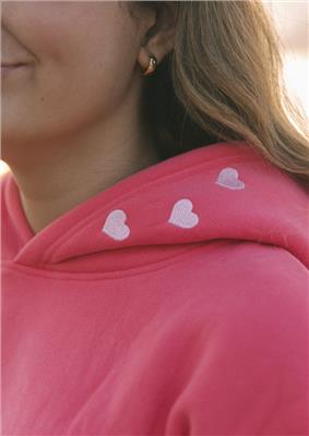 Chasing Sunsets Oversized Hoodie in Hibiscus
 – Pink Palm Puff
