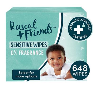 Rascal + Friends Sensitive Baby Wipes 648 Count Bag with 3 Inner Packs (Select for More Options) - Walmart.com