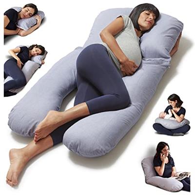Niimo 4-in-1 U-Shaped Maternity Pillow - Nursing Pillow, Pregnancy Pillows for Sleeping, Maternity & Body Pillows, 100% Cotton Pillowcase, Washable Pr
