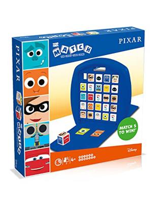 Top Trumps Match Disney Pixar Board Game, Play with Lightning McQueen, Mr Incredible and Dory, Race to Match 5 of the same characters in a row, gift a