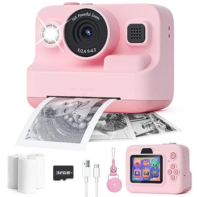 Dylanto Kids Camera Instant Print,1080P Kids Instant Cameras That Print Photos,Christmas Birthday Gifts for Girls Age 3-12,Portable Toy for 3 4 5 6 7