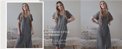 Ekouaer Womens Nightshirt Short Sleeve Button Down Nightgown V-Neck Sleepwear Pajama Dress, Grey, Medium at Amazon Women’s Clothing store