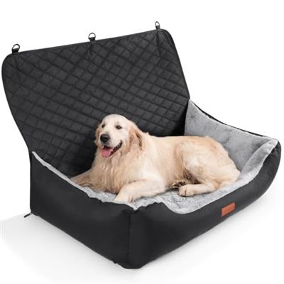 LOOBANI Car Back Seat for Dogs, Booster Seat for Medium to Large Dogs, Washable Pet Seat for Car with Dual-Sided Cushion Pad, Non-Slip Rear Seat Bed f