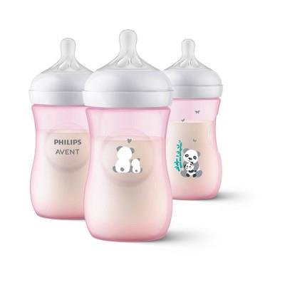 Philips Avent Natural Baby Bottle With Natural Response Nipple - Pink Panda Design - 9oz/3ct : Target