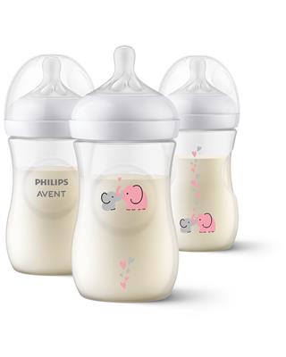 Philips Avent Natural Baby Bottle with Natural Response Nipple, with Pink Elephant Design, 9oz, 3pk, SCY903/62 - Walmart.com