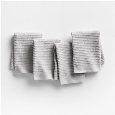 Ribbed Bar Mop Grey Organic Cotton Dishcloths, Set of 4   Reviews | Crate and Barrel