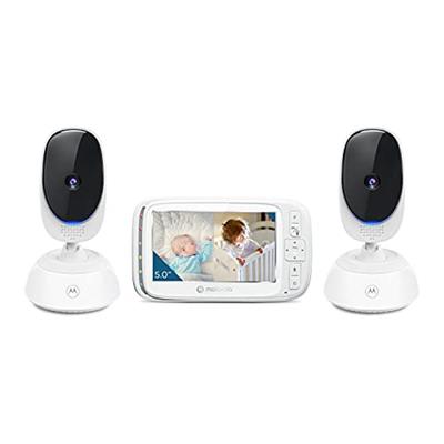 Motorola Baby Monitor VM75 - Indoor Video with 2 Cameras, 480x272p, 1000ft Range 2.4 GHz Wireless 5 Screen, 2-Way Audio, Remote Pan, Digital Tilt, Zo