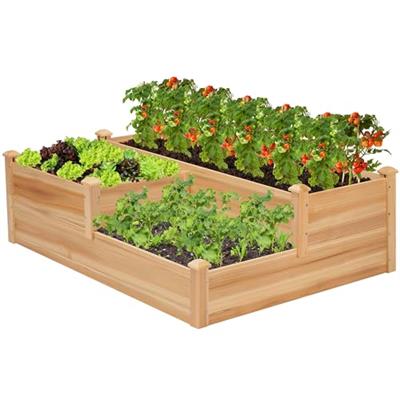 VIVOSUN 3-Tier 3-Grid Wooden Raised Garden Bed, 42.5 x 34.5 x 15 Inches, Outdoor Elevated Wood Planter Box with Screwdriver for Gardens, Patios, Backy