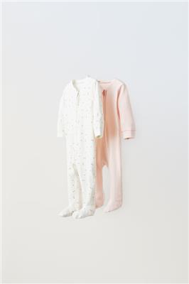 0-1 YEAR/ PACK OF TWO SLEEPSUITS WITH FLOWERS - Pink | ZARA United Kingdom