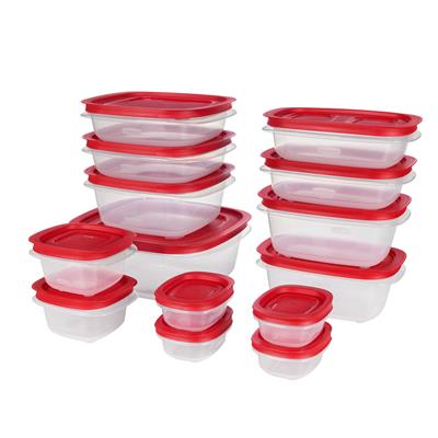 Rubbermaid Easy Store Rectangular Plastic Food Storage Container Set, Microwave and Freezer Safe, 28