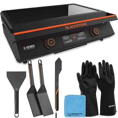 22 Inch Blackstone Electric Griddle Nonstick with Lid, 8001 E-Series Tabletop Large Griddle with Blackstone Griddle Accessories and Reusable Gloves an