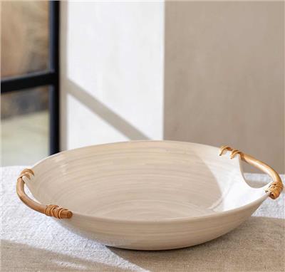 Lacquered Bamboo Shallow Bowl | New In Home | The White Company