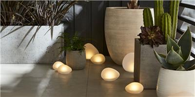 Lit Outdoor Frosted Glass Stone | Pottery Barn