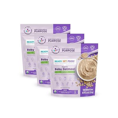 Amazon.com: Ready, Set, Food! Organic Baby Oatmeal Cereal | Original | Organic Baby Food with 9 Top Allergens: Peanut, Egg, Milk, Cashew, Almond, Waln