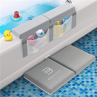 Amazon.com : Comfortable Bath Kneeler and Elbow Kneeling Rest Pad for Baby Bathing Parents - Painless Foam Mat with Toy Organizer Pockets - Quick Dryi