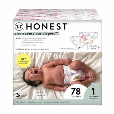 The Honest Company Clean Conscious Diapers | Plant-Based, Sustainable | Rose Blossom + Tutu Cute | Club Box, Size 1 (8-14 lbs), 78 Count