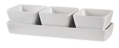 CANVAS Modular Porcelain Serving Tray with Removable 3 Bowls, Dishwasher Safe, White