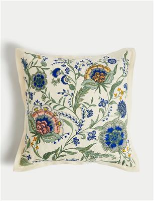Cotton with Linen Embroidered Cushion | M&S Collection | M&S