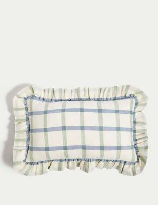 Cotton with Linen Checked Bolster Cushion | M&S Collection | M&S