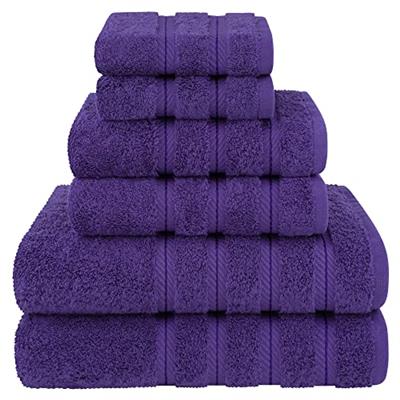 American Soft Linen Luxury 6 Piece Towel Set, 2 Bath Towels 2 Hand Towels 2 Washcloths, 100% Cotton Turkish Towels for Bathroom, Purple Towel Sets