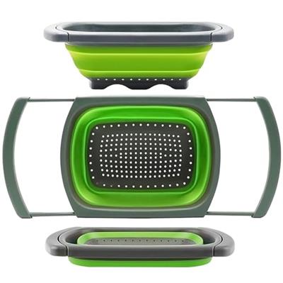 Qimh Colander collapsible, Colander Strainer Over The Sink Vegetable/Fruit Colanders Strainers (6 Quart) with Extendable Handles, New Kitchen Essentia