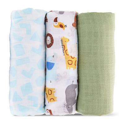 Parents Choice Muslin Extra Large Swaddle 3-Pack, Jungle, Green, Yellow, & Blue, Infant Boy - Walmart.com