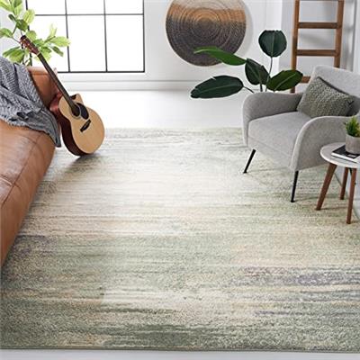 SAFAVIEH Adirondack Collection Area Rug - 9 x 12, Ivory & Sage, Modern Abstract Design, Non-Shedding & Easy Care, Ideal for High Traffic Areas in Li
