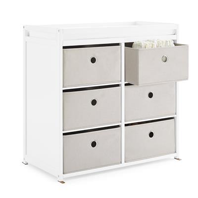 Delta Children Hayes Changing Table with Fabric Bins, Bianca White/Flax Bins - Walmart.com