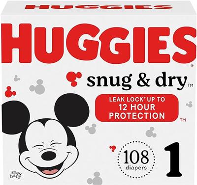 Amazon.com: Huggies Size 1 Diapers, Snug & Dry Newborn Diapers, Size 1 (8-14 lbs), 108 Count : Baby