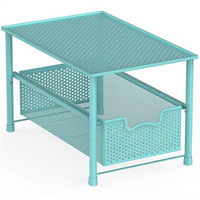 Simple Houseware Stackable Under Sink Cabinet Sliding Basket Organizer Drawer, Turquoise