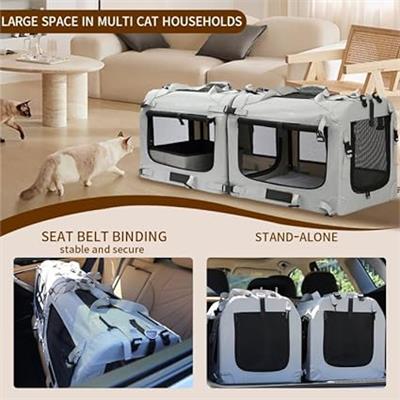 Amazon.com : Petseek Extra Large Cat Carrier Soft Sided Folding Small Medium Dog Pet Carrier 24x16.5x16 Travel Collapsible Ventilated Comfortable De