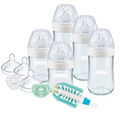 NUK Simply Natural Glass Baby Bottles and Pacifier Newborn Gift Set, 11 Piece Set