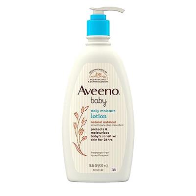 Aveeno Baby Daily Moisture Moisturizing Lotion for Delicate Skin with Natural Colloidal Oatmeal & Dimethicone, Hypoallergenic, Fragrance-, Phthalate-