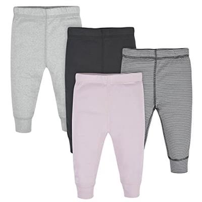 Gerber Baby Girls Multi-Pack Active Pants Set, Pink Stripe, Newborn