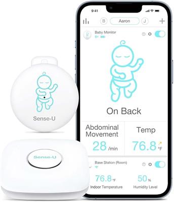Amazon.com: Sense-U Smart Baby Monitor 3 (Long Range & FSA/HSA Approved) - Tracks Abdominal Movement, Rollover, Sleeping Position, Temperature with Re