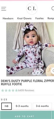 Demis Dusty Purple Floral Bamboo Zipper Ruffle One-Piece Footie | Caden Lane