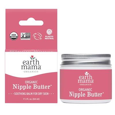 Organic Nipple Butter™ Breastfeeding Cream by Earth Mama | Lanolin-free, Postpartum Essentials Safe for Nursing, Non-GMO Project Verified, 2-Fluid Oun