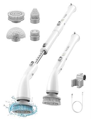 HiCOZY Electric Spin Scrubber HS1, Cordless Shower Scrubber for Cleaning with 4 Replaceable Brush Heads Adjustable Extension Handle, IPX7 Waterproof C