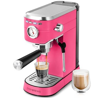 CASABREWS Espresso Machine 20 Bar, Espresso Maker with Milk Frother Steam Wand, Stainless Steel Cappuccino Machine for Home, Gift for Women Wife or Mo