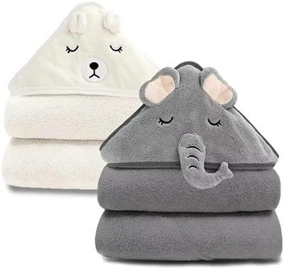URSEORY 2 Pack Hooded Baby Towels, Premium Soft Bath Towel for Babies, Newborn, Infant and Toddler, Ultra Absorbent, Natural Baby Stuff Towel with Hoo