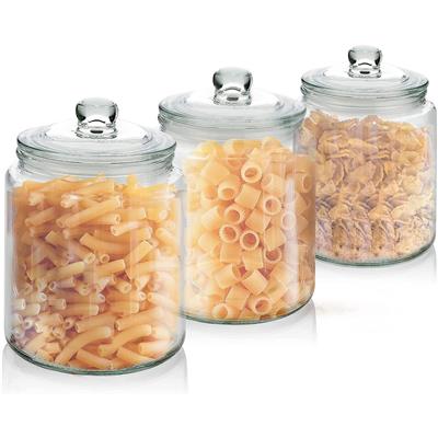 Glass Jar with Lid Clear Airtight Glass Storage Cookie Jar for Flour, Pasta, Candy, Dog Treats, Snac