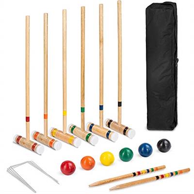 Best Choice Products 6-Player 32in Wood Croquet Game Set, Classic Yard Sport for Backyard, Park w/ 6 Mallets, 6 Balls, Wickets, Stakes, Carrying Bag -