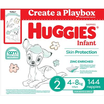 Huggies Infant Nappies Size 2 (4-8kg) 144 Pack | BIG W