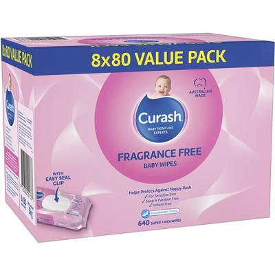 Curash Babycare Baby Wipes 640 Pack - Fragrance Free | BIG W