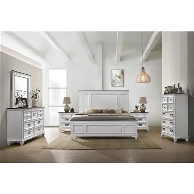 Roundhill Furniture Clelane Wood Bedroom Set with Bed, Dresser, Mirror, Two Nightstands, and Chest i