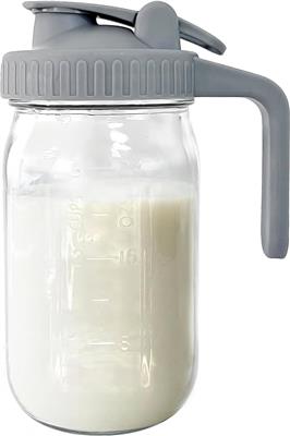 Amazon.com: Breast Milk Pitcher, Mason Jar 32 oz, Heavy Duty Wide Mouth Jar with Flip Cap Lid and Pour Spout - Airtight Seal for Freshness and Conveni